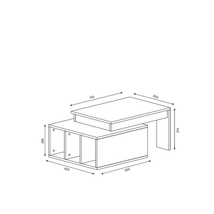 Table basse KOLARADO 37,4x90 cm blanche/marron
