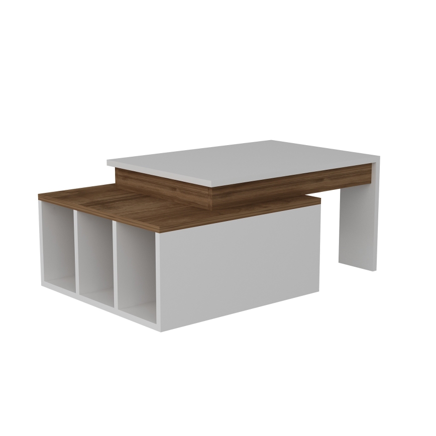 Table basse KOLARADO 37,4x90 cm blanche/marron
