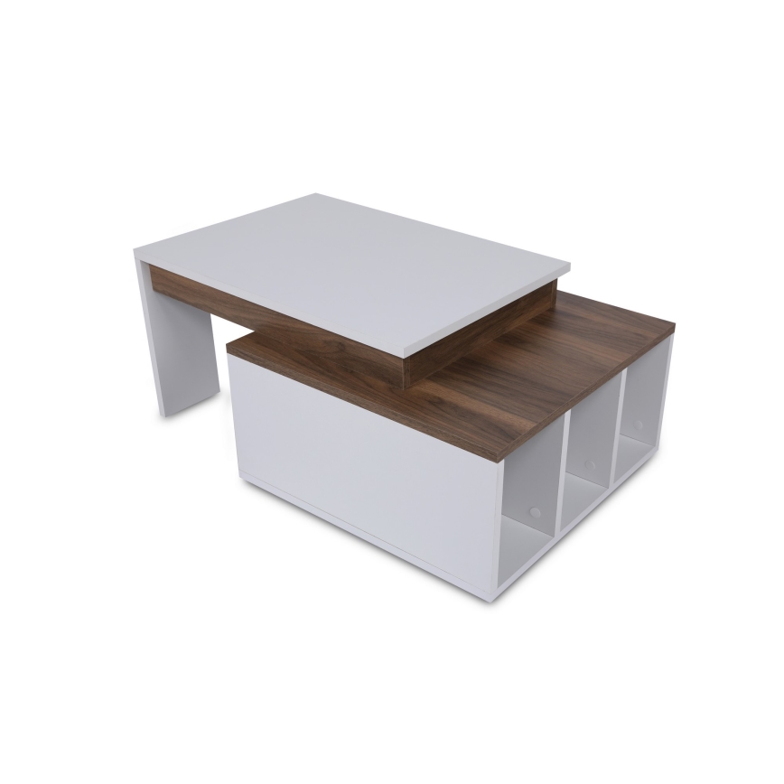 Table basse KOLARADO 37,4x90 cm blanche/marron