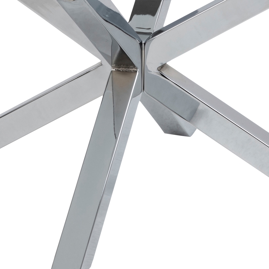 Table basse LUCA 82 cm, plateau en verre transparent et structure argentée