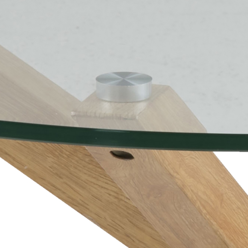 Table basse LUCA 82 cm verre transparent/chêne
