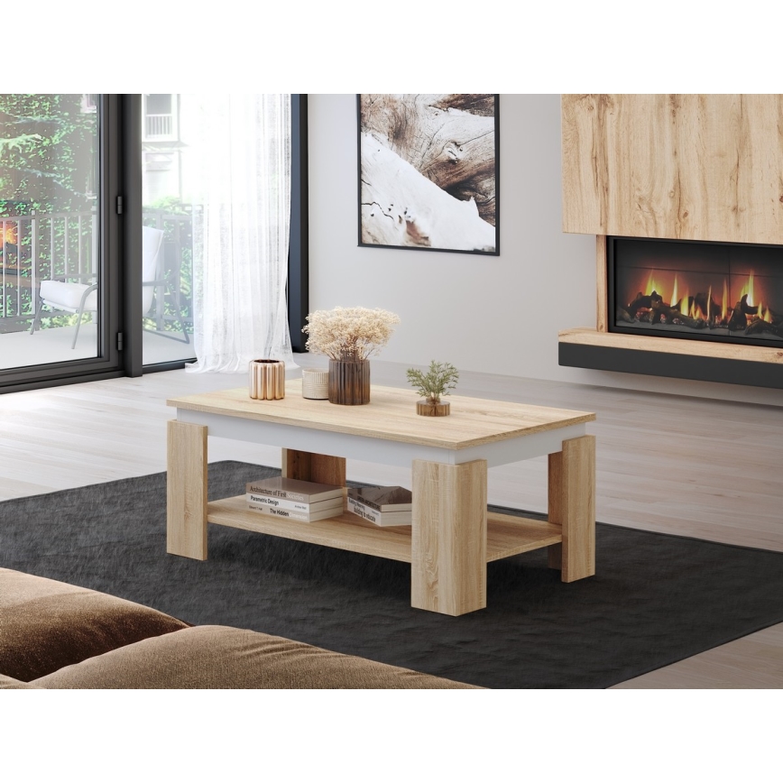 Table basse LUNO chêne Sonoma/blanc