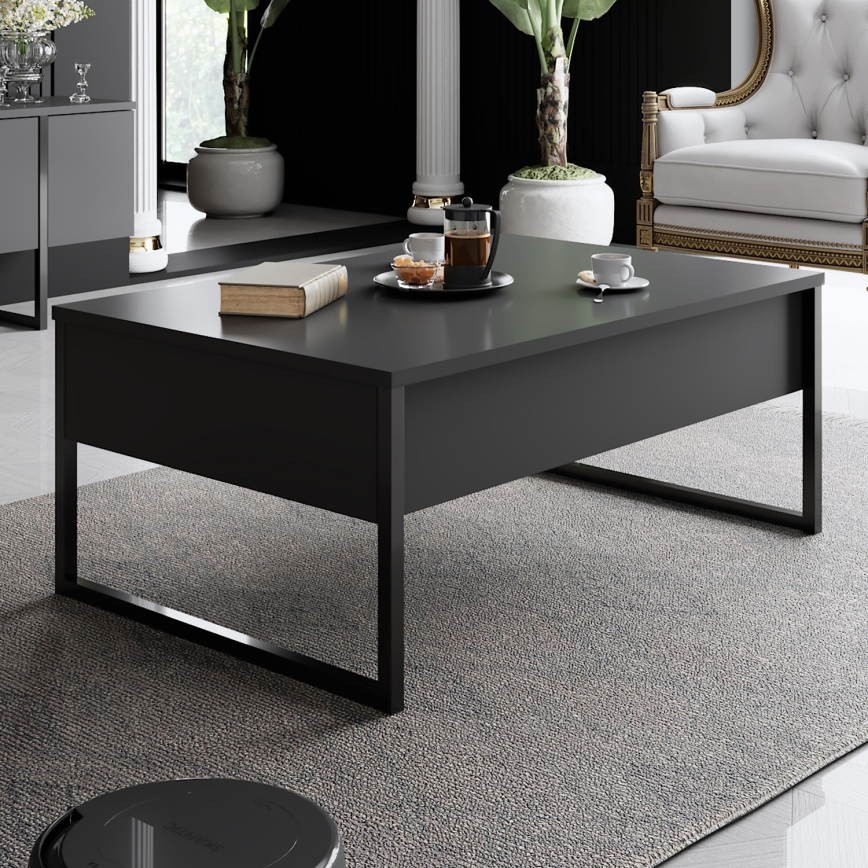 Table basse LUXE 40x90 cm anthracite/noir