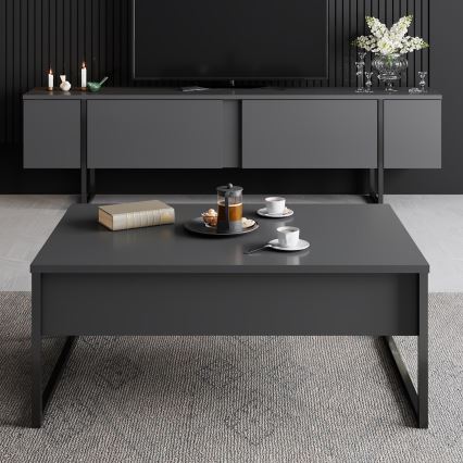 Table basse LUXE 40x90 cm anthracite/noir
