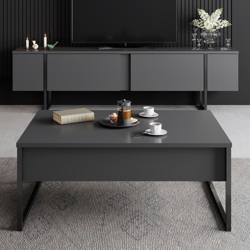 Table basse LUXE 40x90 cm anthracite/noir