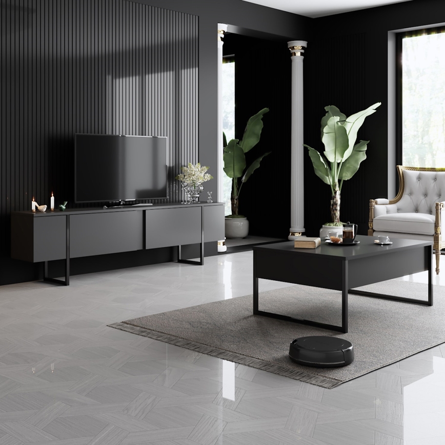 Table basse LUXE 40x90 cm anthracite/noir