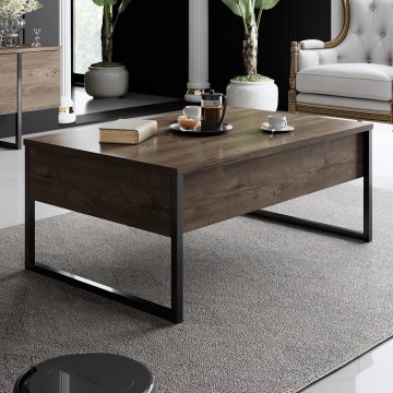Table basse LUXE 40x90 cm noyer/noir