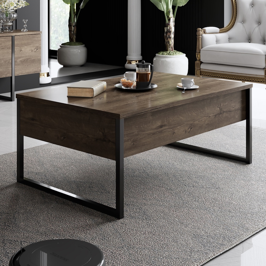 Table basse LUXE 40x90 cm noyer/noir