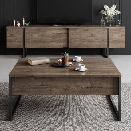 Table basse LUXE 40x90 cm noyer/noir