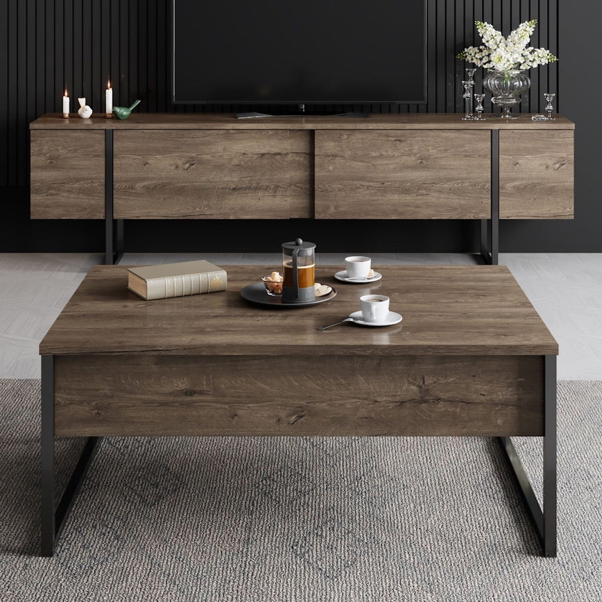 Table basse LUXE 40x90 cm noyer/noir