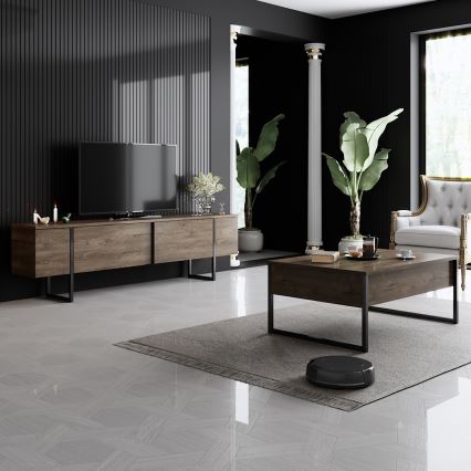 Table basse LUXE 40x90 cm noyer/noir