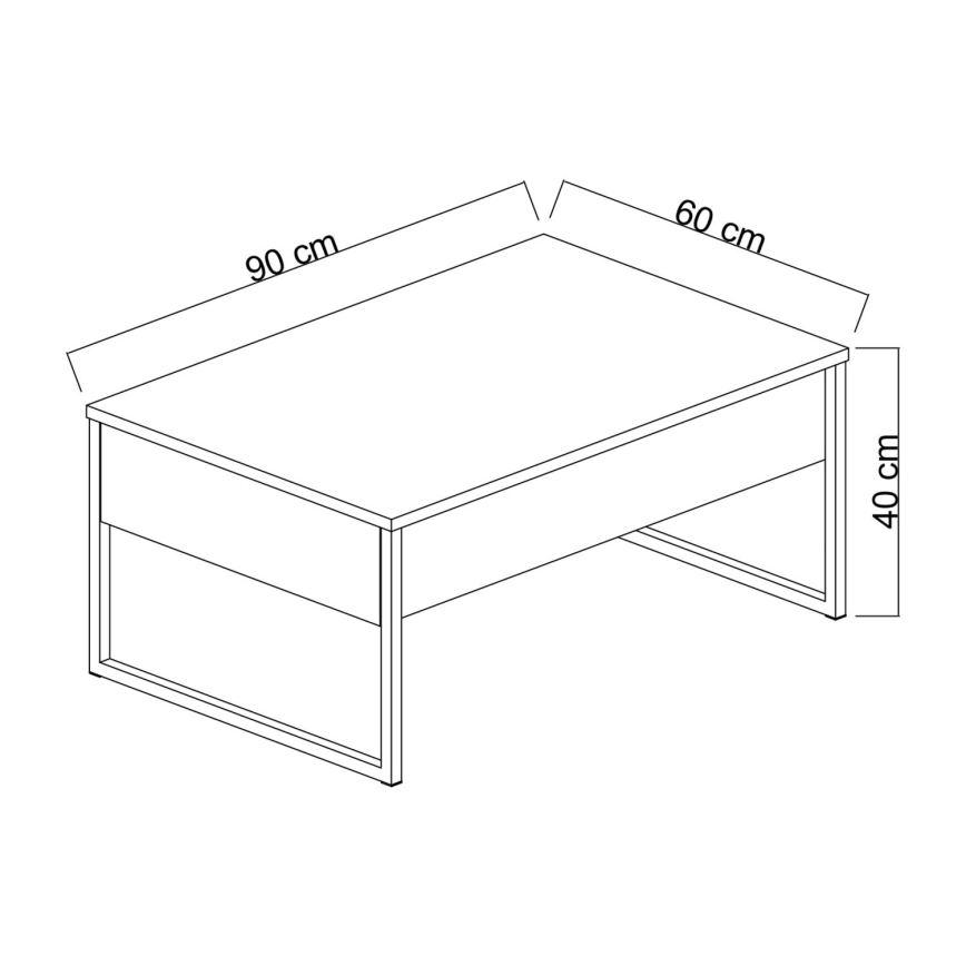 Table basse LUXE 40x90 cm noyer/noir