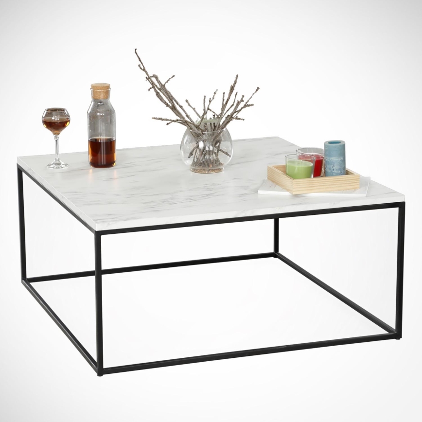 Table basse MARMO 43x75 cm noire/blanche