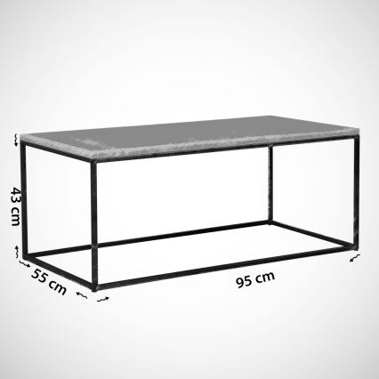 Table basse MARMO 43x95 cm noire/blanche