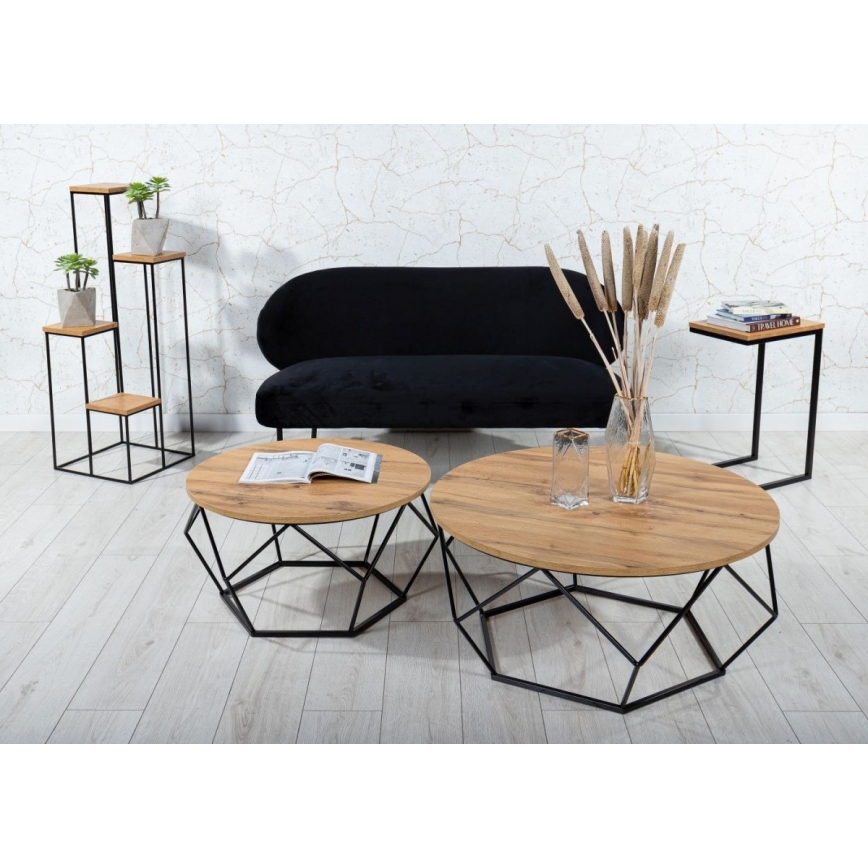 Table basse MARMUR 40x70 cm noire/marron