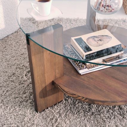 Table basse MONDO 40x75 cm pin/transparent