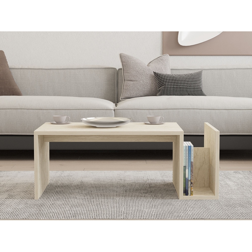 Table basse MONEL, décor marbre beige
