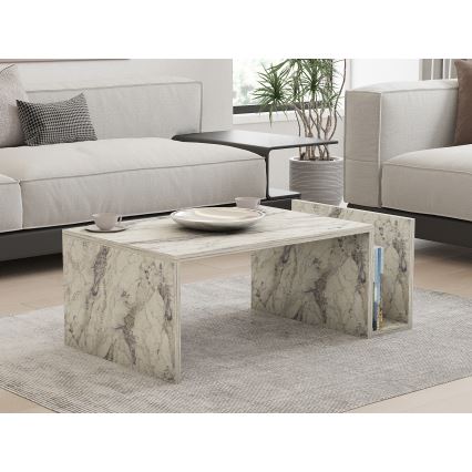 Table basse MONEL, décor marbre gris