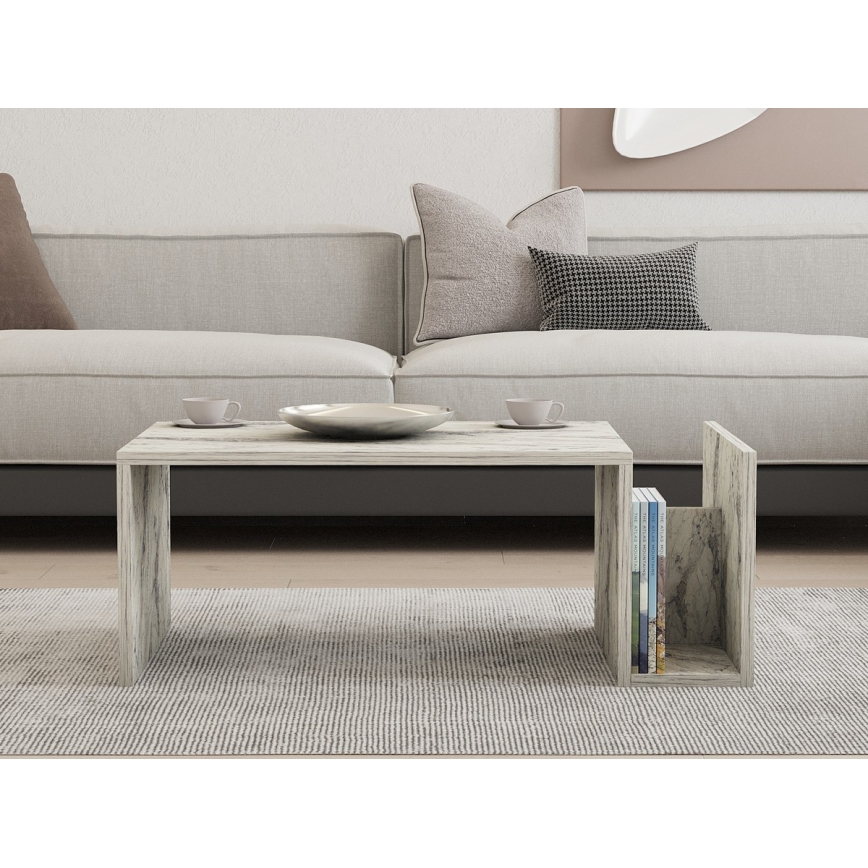 Table basse MONEL, décor marbre gris