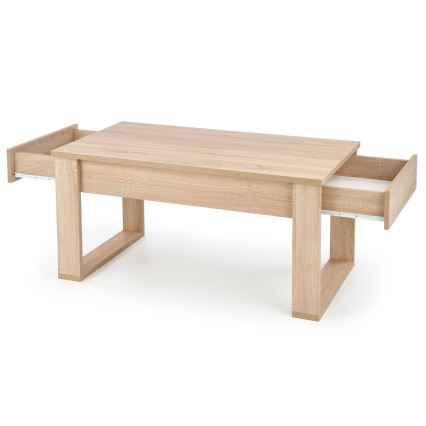 Table basse avec tiroirs NEA 52x110 cm beige/chêne sonoma