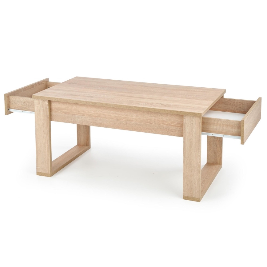 Table basse avec tiroirs NEA 52x110 cm beige/chêne sonoma