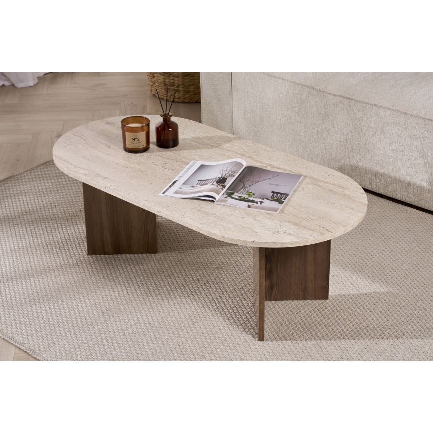 Table basse NEL 119x60 cm beige/noyer