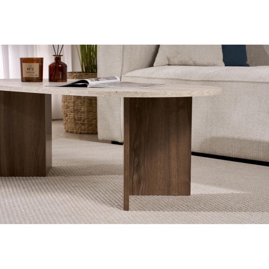 Table basse NEL 119x60 cm beige/noyer