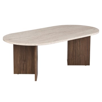 Table basse NEL 119x60 cm travertin/noyer