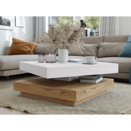 Table basse NENANI 34x70 cm blanc/chêne wotan