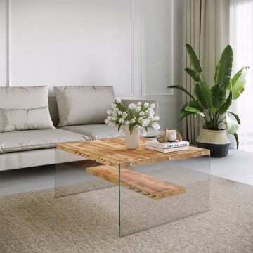 Table basse NIAGARA 40x75 cm pin/transparent