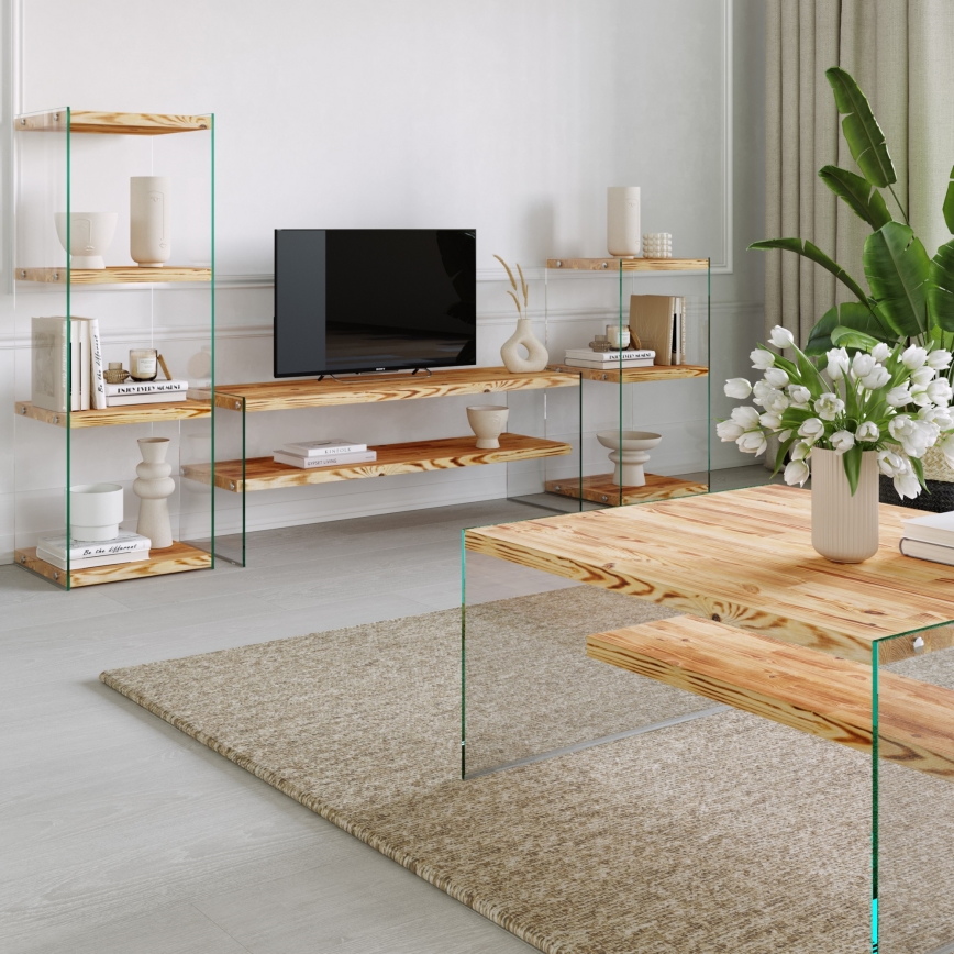 Table basse NIAGARA 40x75 cm pin/transparent