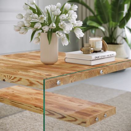 Table basse NIAGARA 40x75 cm pin/transparent