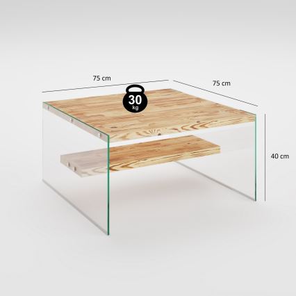 Table basse NIAGARA 40x75 cm pin/transparent