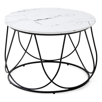 Table basse NUBIRA 41x60 cm noir/décor en marbre