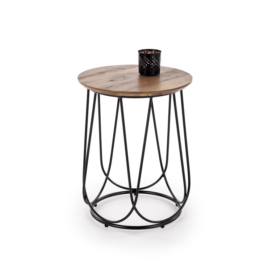 Table basse NUBIRA 51x40 cm noir/noyer
