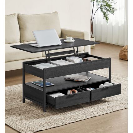 Table basse NYRO à plateau relevable, finition noire