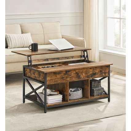 Table basse NYRO à plateau relevable, marron/noir