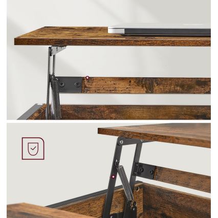 Table basse NYRO à plateau relevable, marron/noir