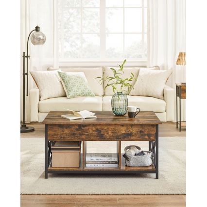 Table basse NYRO à plateau relevable, marron/noir
