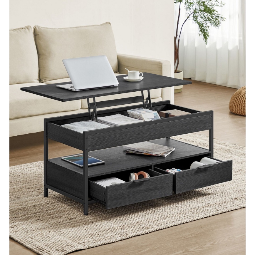 Table basse NYRO à plateau relevable, noire