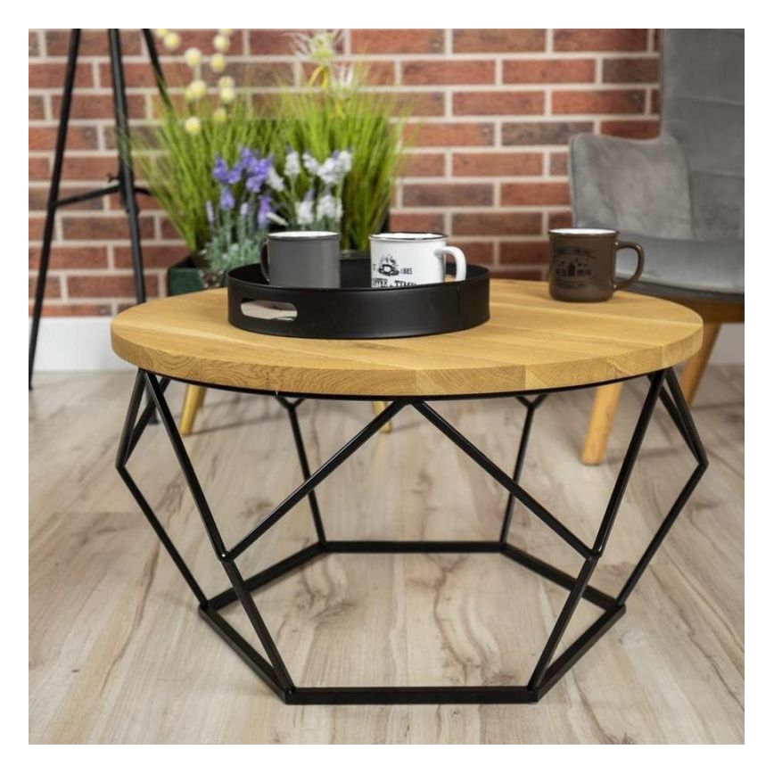 Table basse OAKLOFT 40x70 cm noire/chêne