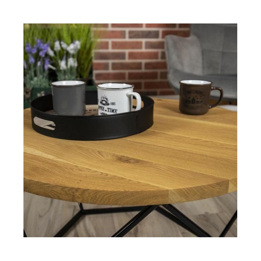 Table basse OAKLOFT 40x70 cm noire/chêne