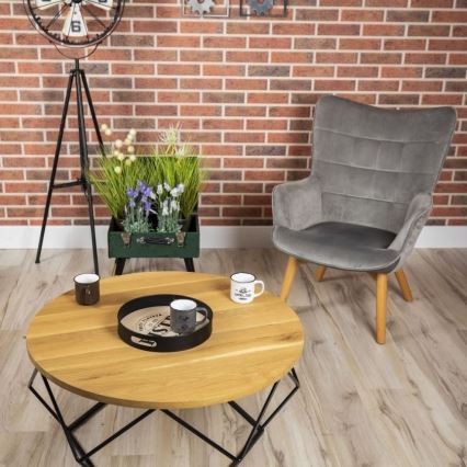 Table basse OAKLOFT 41,5x90 cm noire/chêne