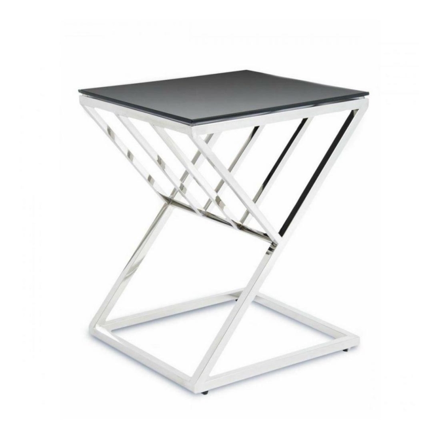 Table basse OBLIC 40x45 cm chrome brillant/noir