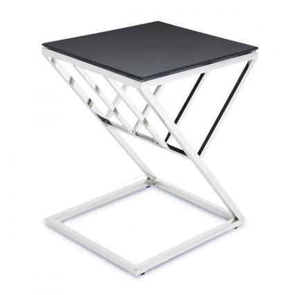 Table basse OBLIC 40x45 cm chrome brillant/noir