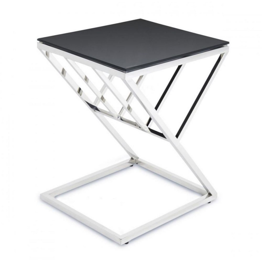 Table basse OBLIC 40x45 cm chrome brillant/noir