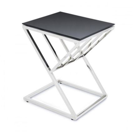 Table basse OBLIC 40x45 cm chrome brillant/noir