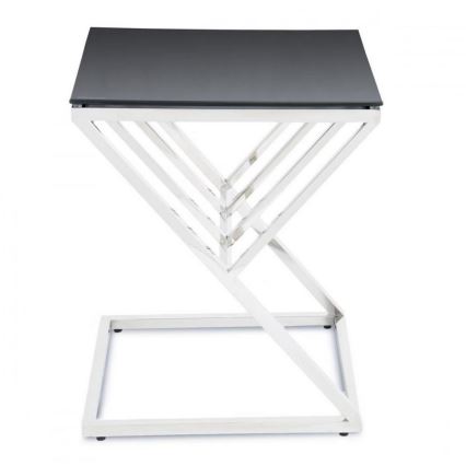 Table basse OBLIC 40x45 cm chrome brillant/noir