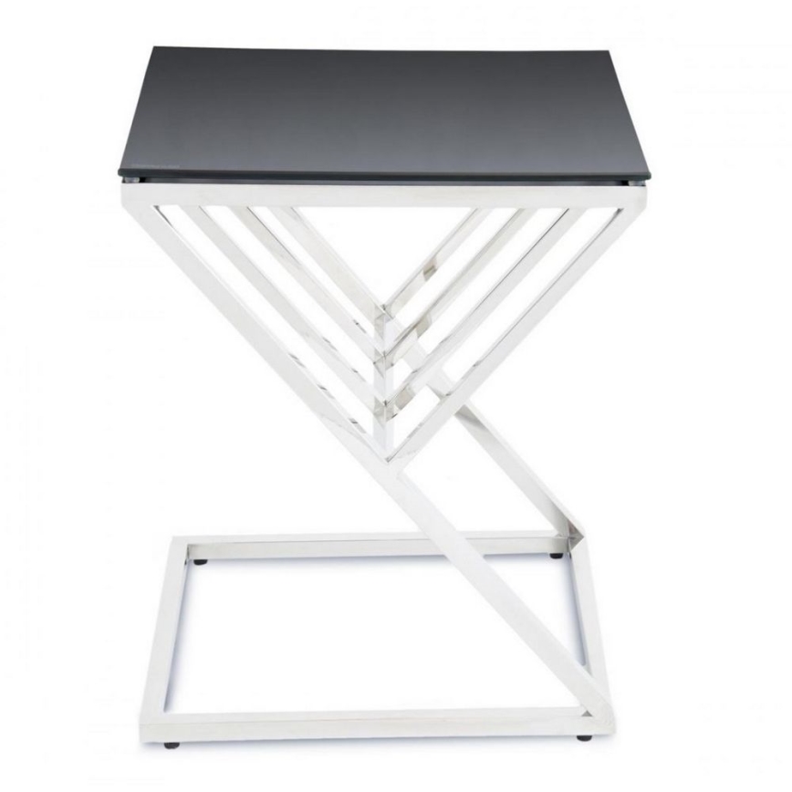 Table basse OBLIC 40x45 cm chrome brillant/noir