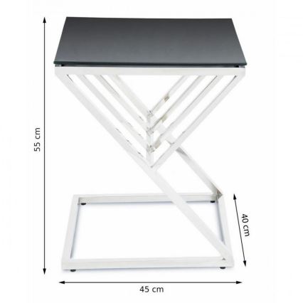 Table basse OBLIC 40x45 cm chrome brillant/noir